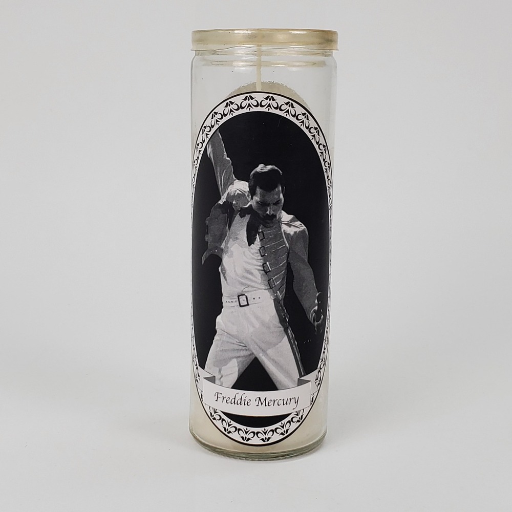 Freddie Mercury Queen Rock Legend Prayer Candle 8 Inch Glass Jar White Wax